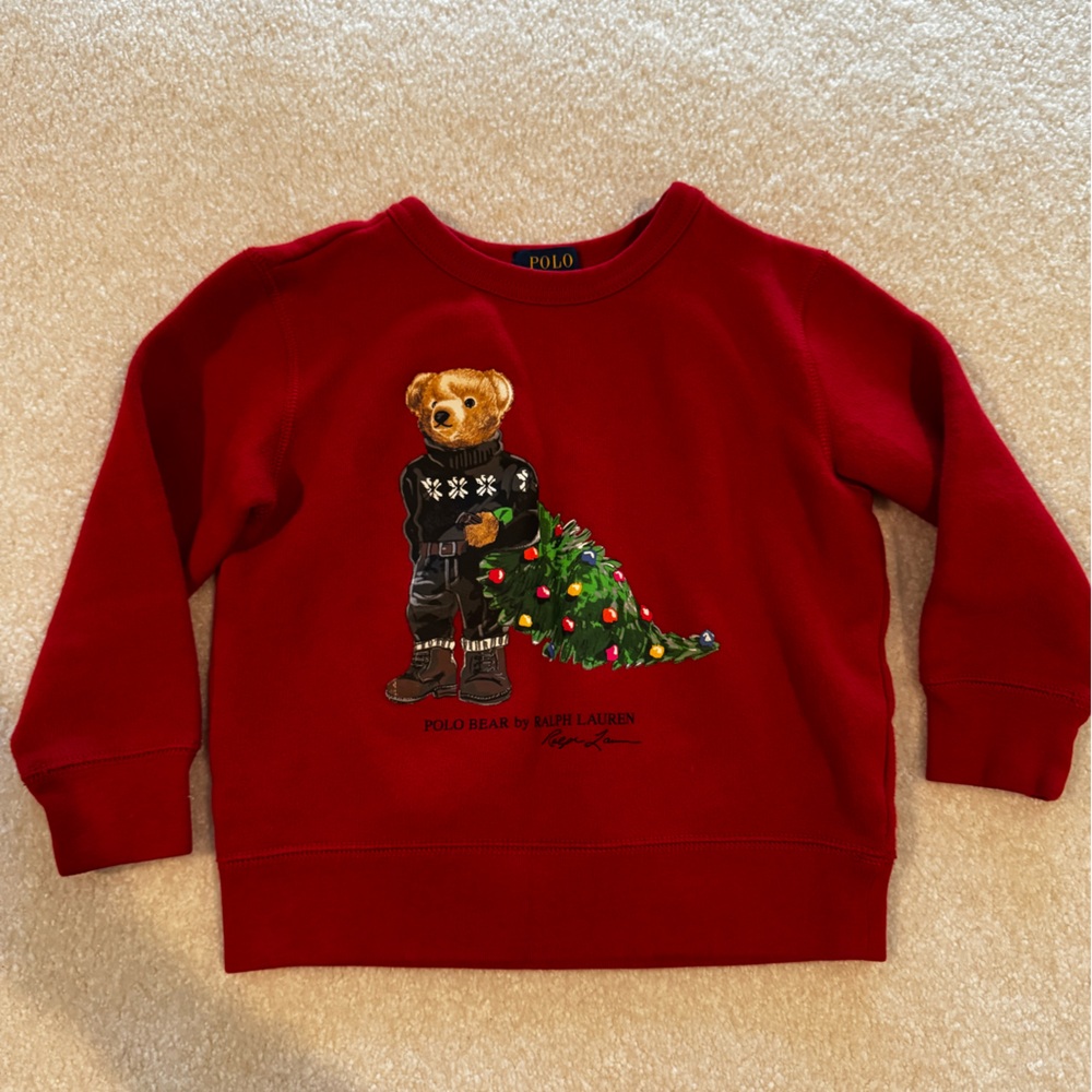 Polo by Ralph Lauren Red Kids Sweatshirt with Festive Bear